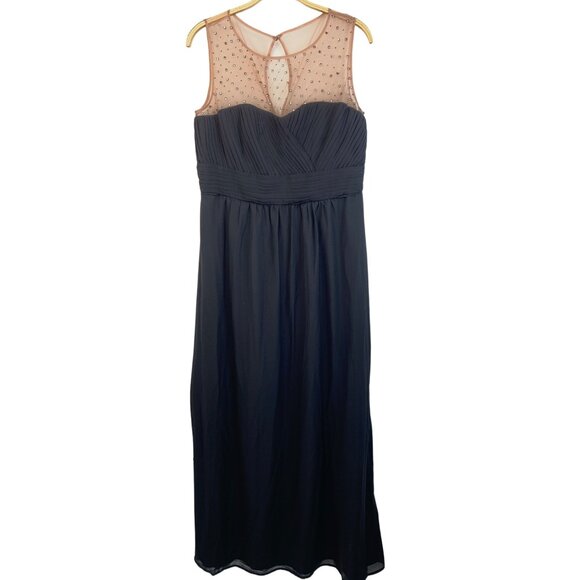 City Chic 14W Maxi Black Illusion Neck Bead Giuliana Dress New Wedding 6904 - Picture 7 of 16